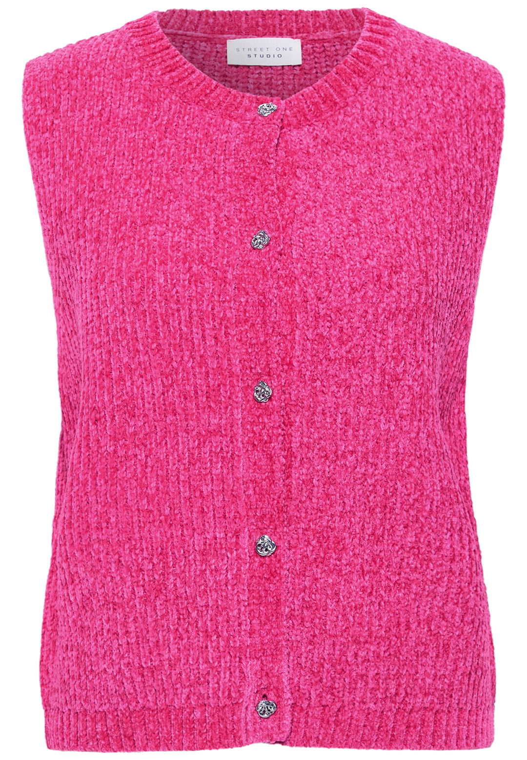 Chenille sleeveless cardigan, ruby raspberry 17939 Bild 1