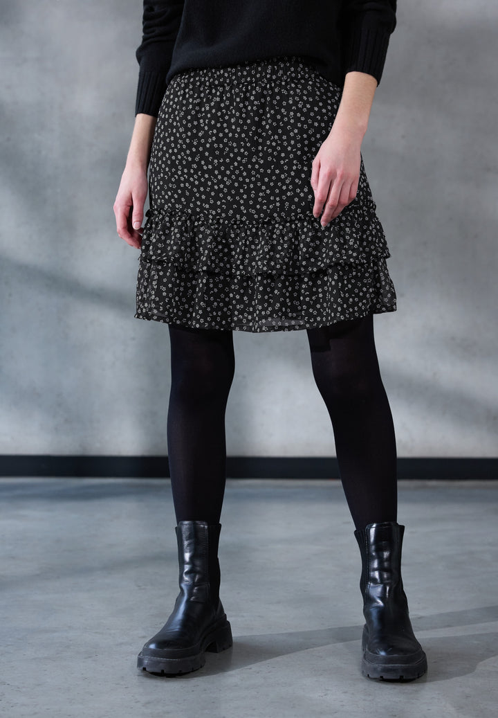 Chiffon skirt_AOP, Black 20001 Bild 5