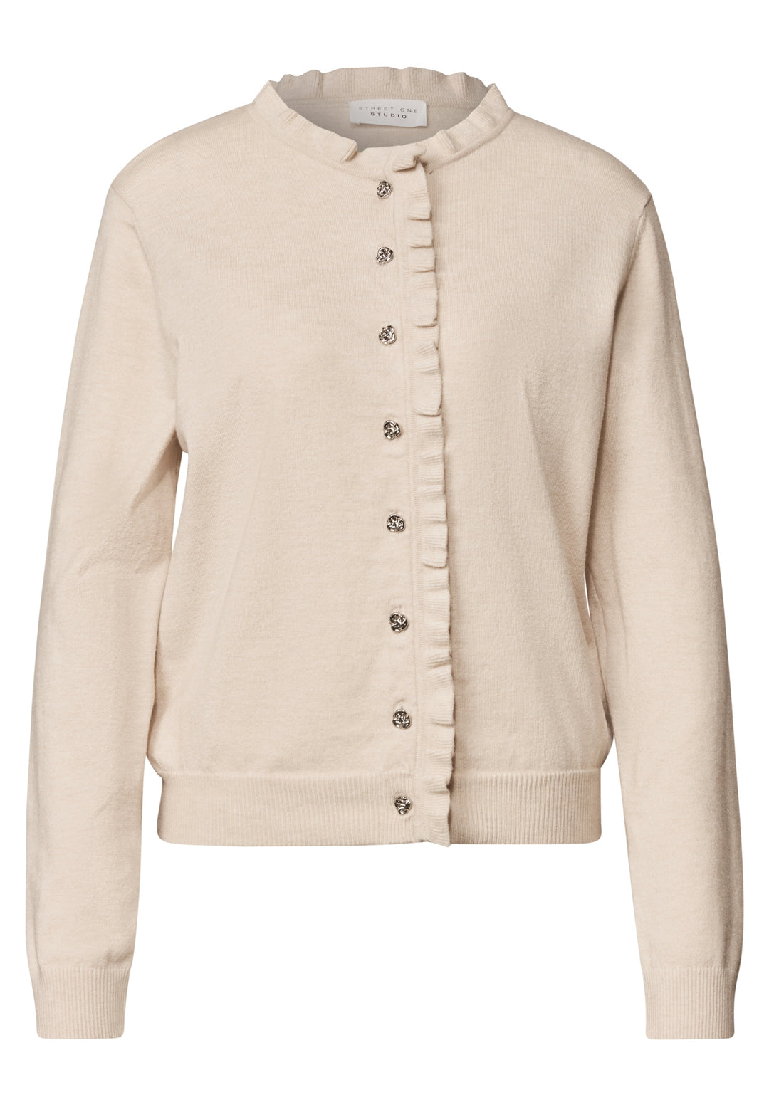 Frill detail cardigan, creamed sand mel. 17882 Bild 1