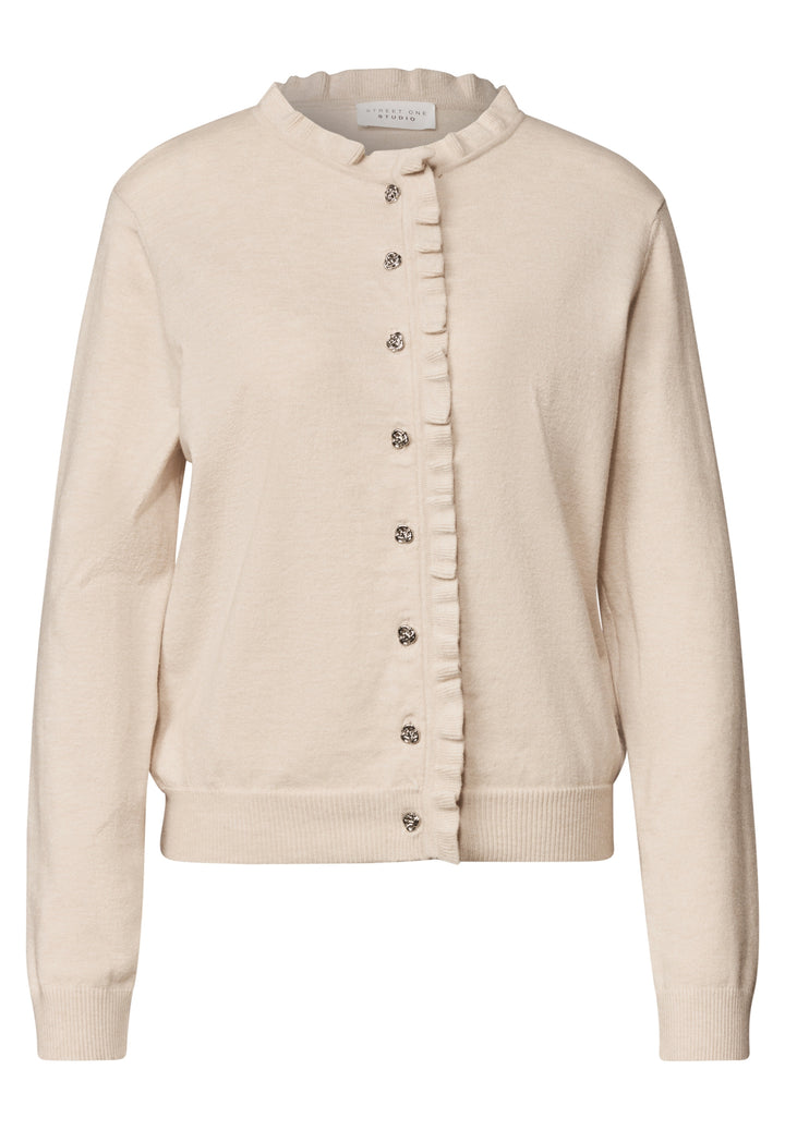 Frill detail cardigan, creamed sand mel. 17882 Bild 1