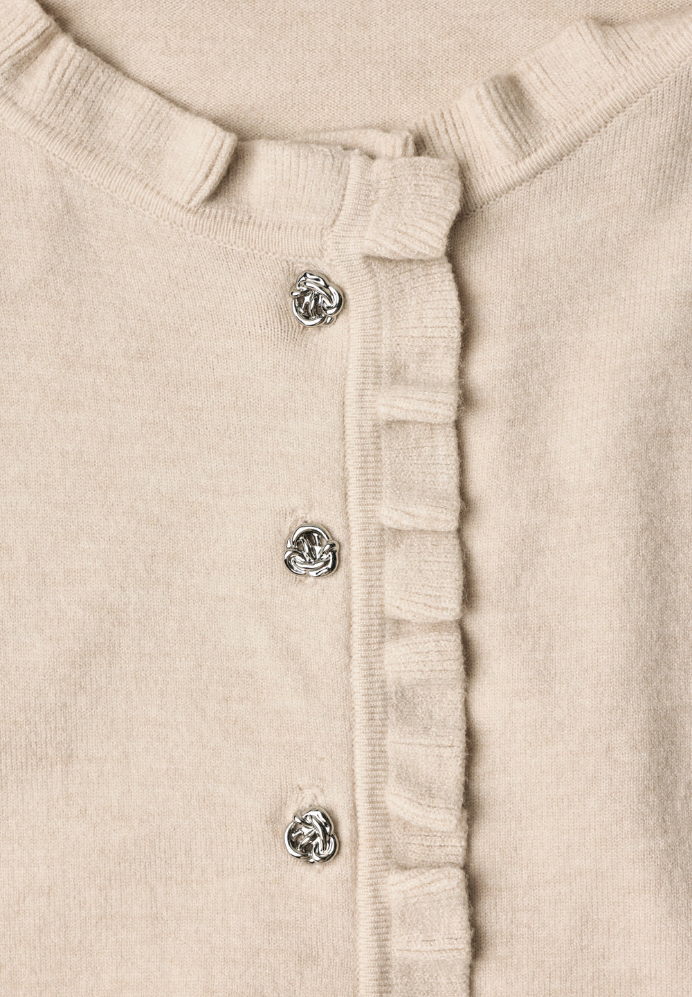 Frill detail cardigan, creamed sand mel. 17882 Bild 2