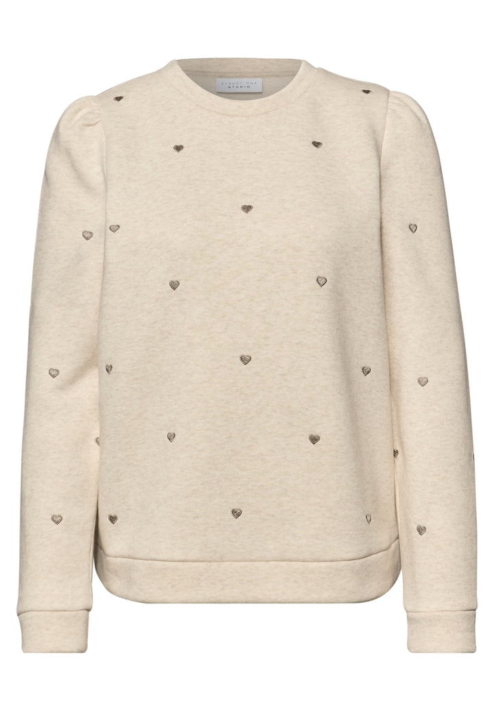 heart embroidery shirt w.gathe, stone sand mel. 27451 Bild 1