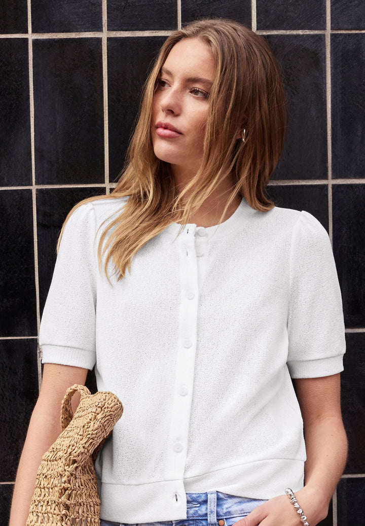 knit look short jacket, off white 10108 Bild 3