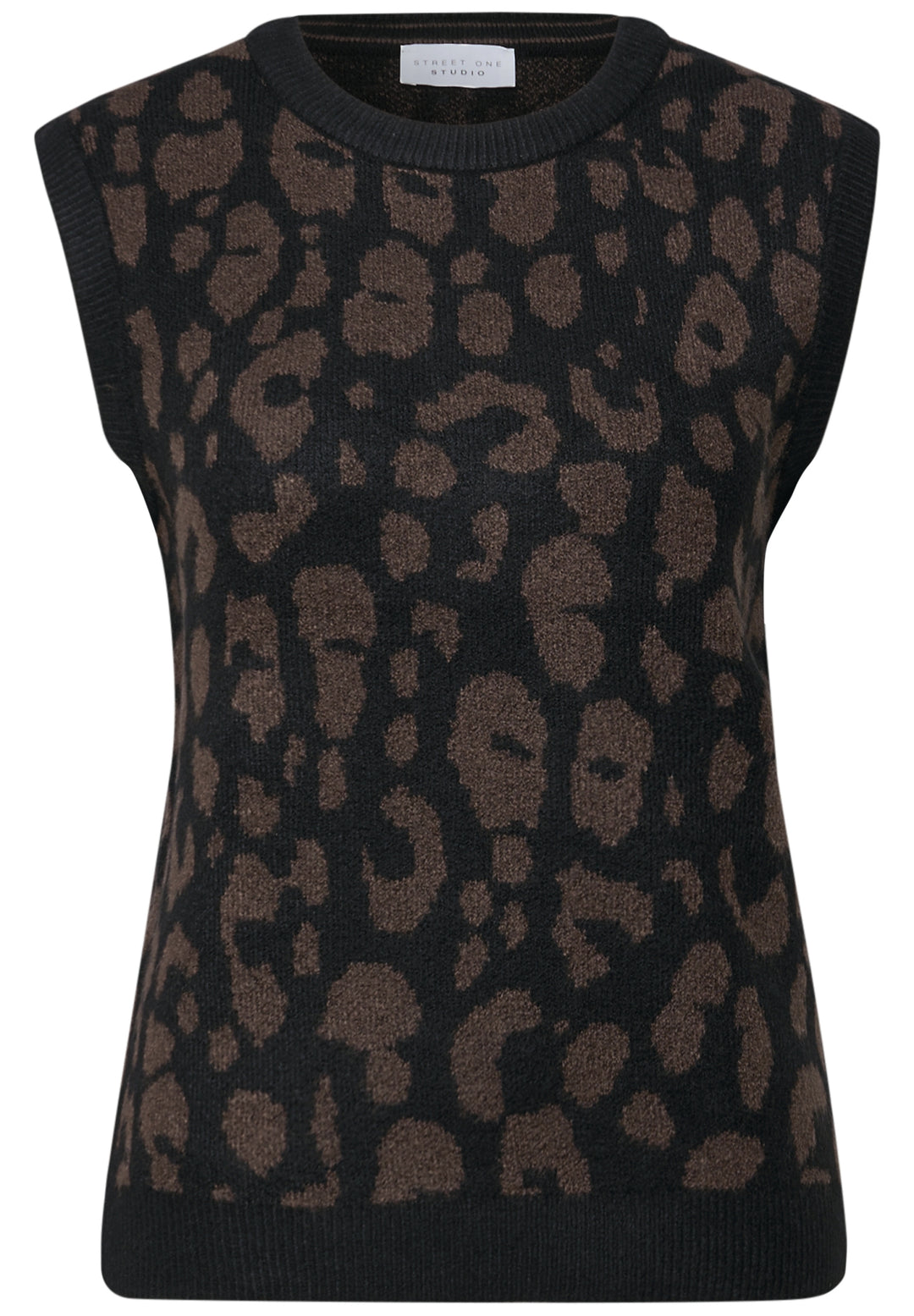 leo jacquard sleeveless sweate, Black 20001 Bild 1
