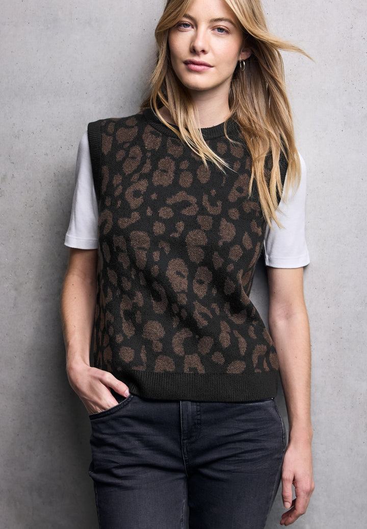 leo jacquard sleeveless sweate, Black 20001 Bild 3