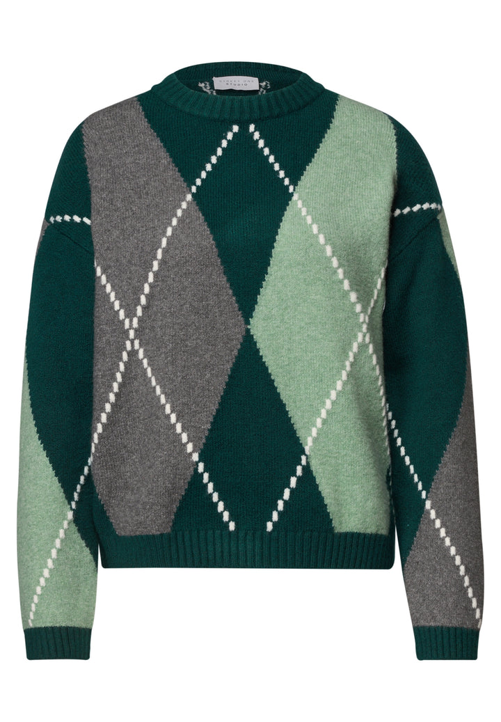 LTD QR Studio_Argyle sweater, mossed green 38111 Bild 1
