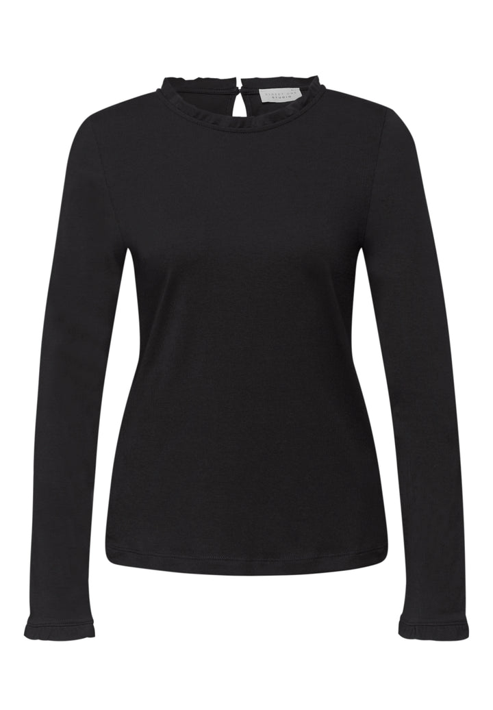 LTD QR_Studio_frill neck basic, Black 10001 Bild 1