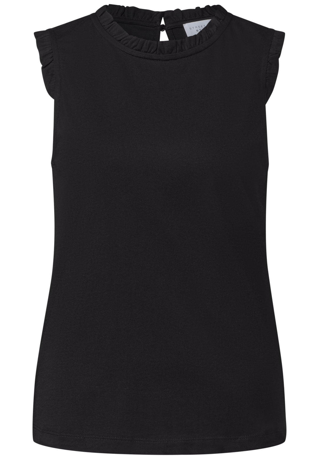 LTD QR Studio_Frill neck top, Black 10001 Bild 1