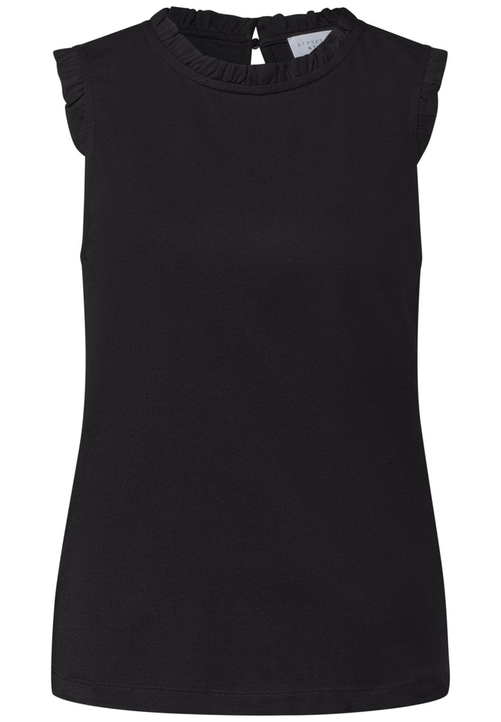 LTD QR Studio_Frill neck top, Black 10001 Bild 1