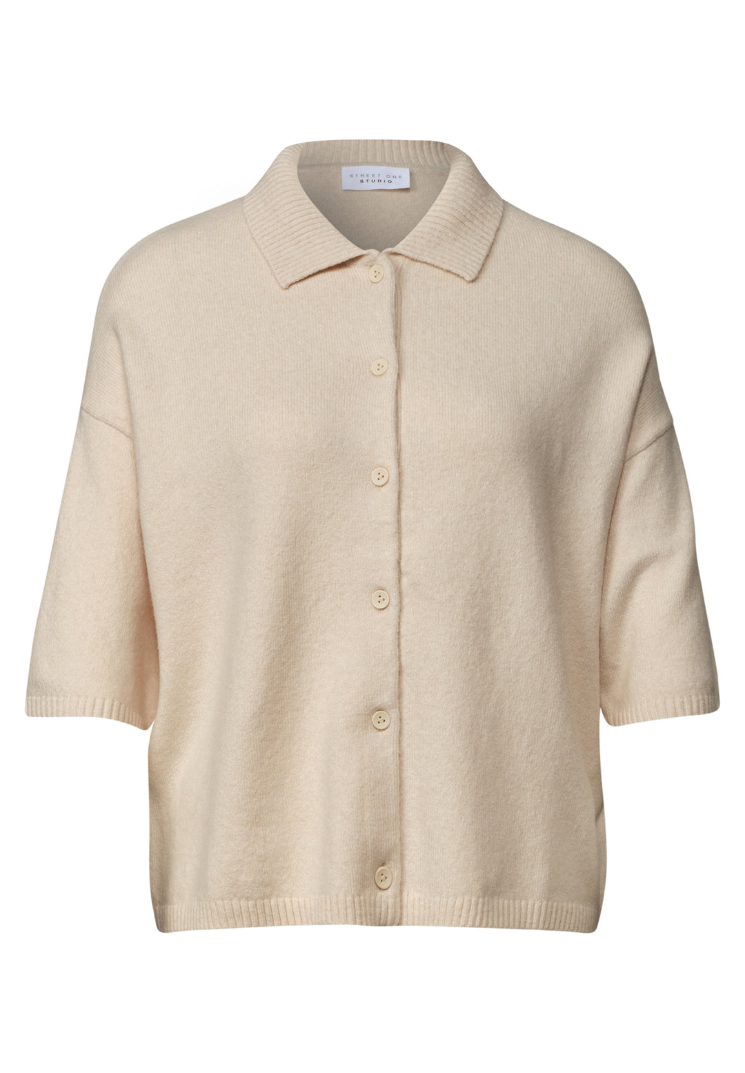 LTD QR Studio_Polo cardigan, creamed sand 17880 Bild 1