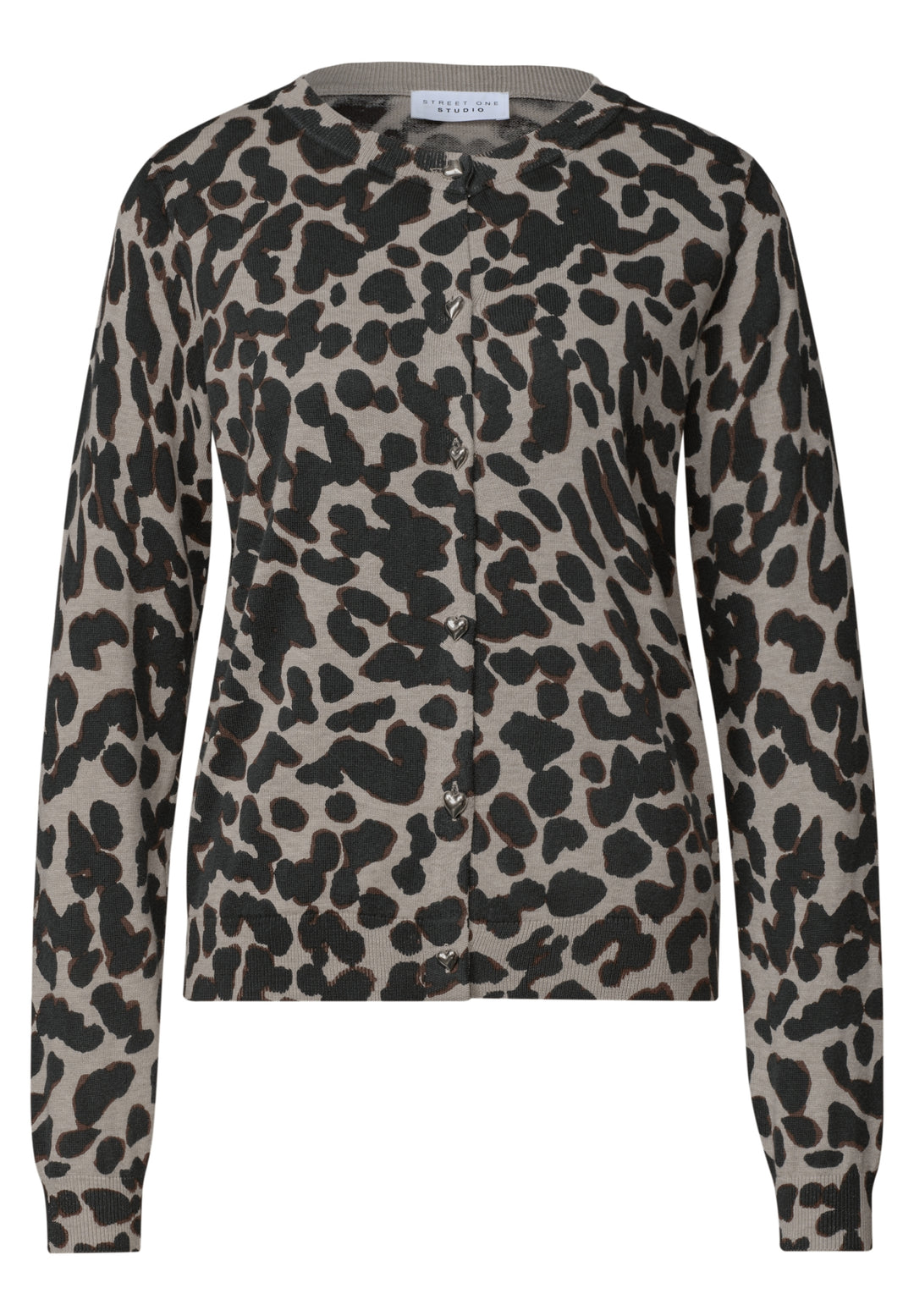LTD QR Studio_Printed cardigan, light biscuit sand mel. 37852 Bild 1