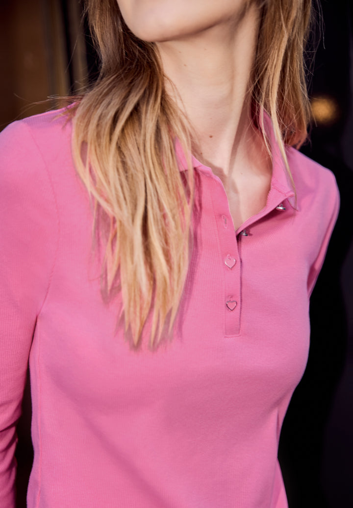 LTD QR_Studio_rib polo shirt w, glowy pink 16272 Bild 7