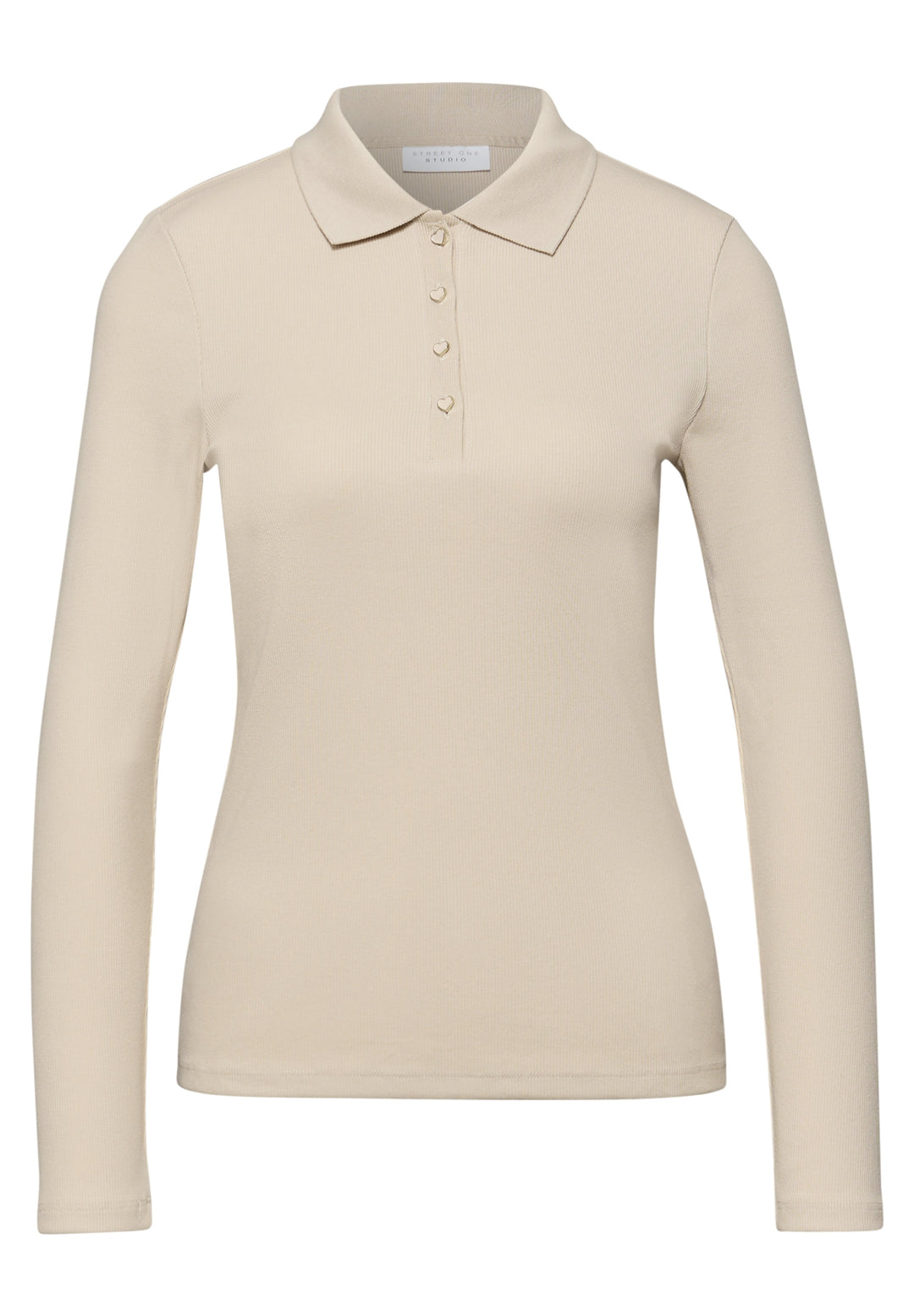 LTD QR_Studio_rib polo shirt w, stone sand mel. 17451 Bild 1