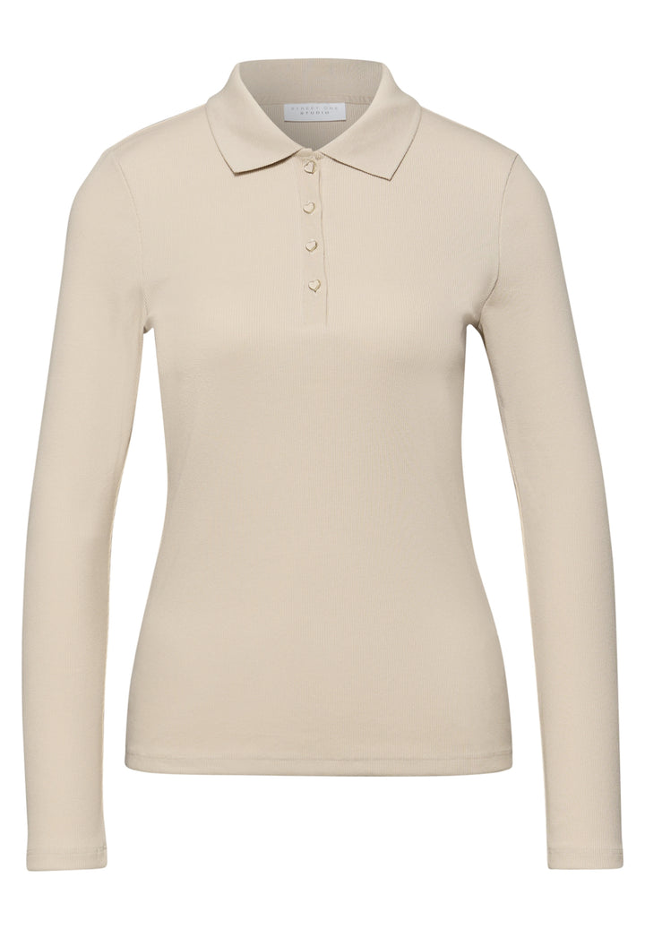 LTD QR_Studio_rib polo shirt w, stone sand mel. 17451 Bild 1
