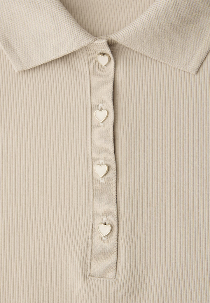 LTD QR_Studio_rib polo shirt w, stone sand mel. 17451 Bild 2