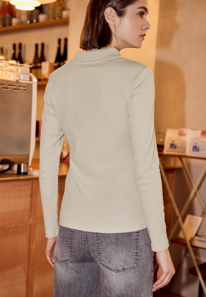 LTD QR_Studio_rib polo shirt w, stone sand mel. 17451 Bild 4