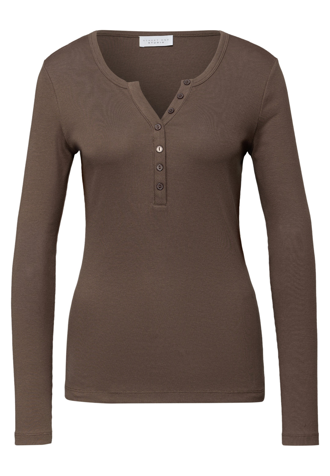 LTD QR_Studio_rib shirt w.fron, java brown 17518 Bild 1