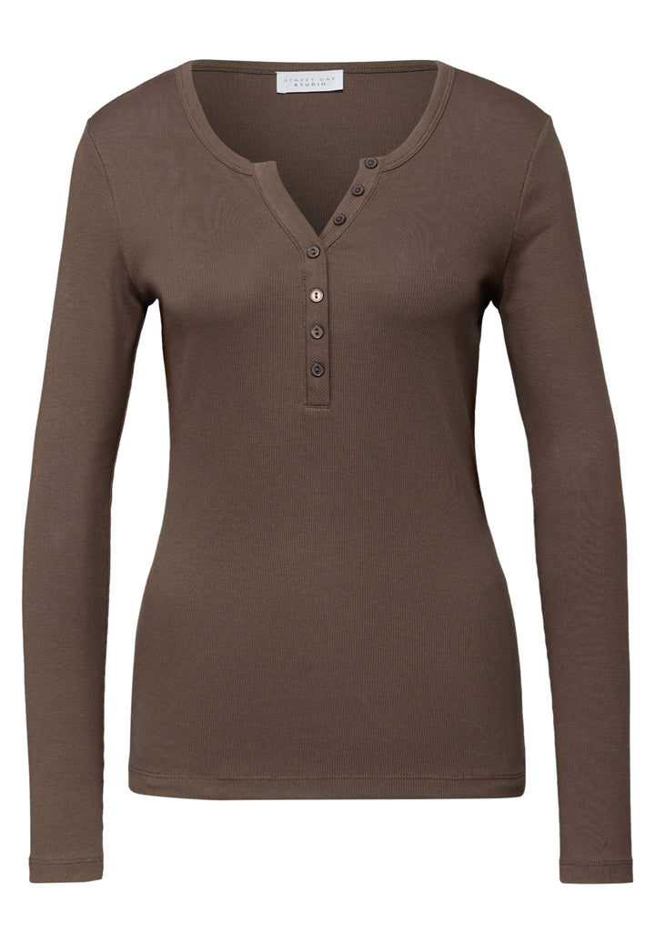 LTD QR_Studio_rib shirt w.fron, java brown 17518 Bild 1
