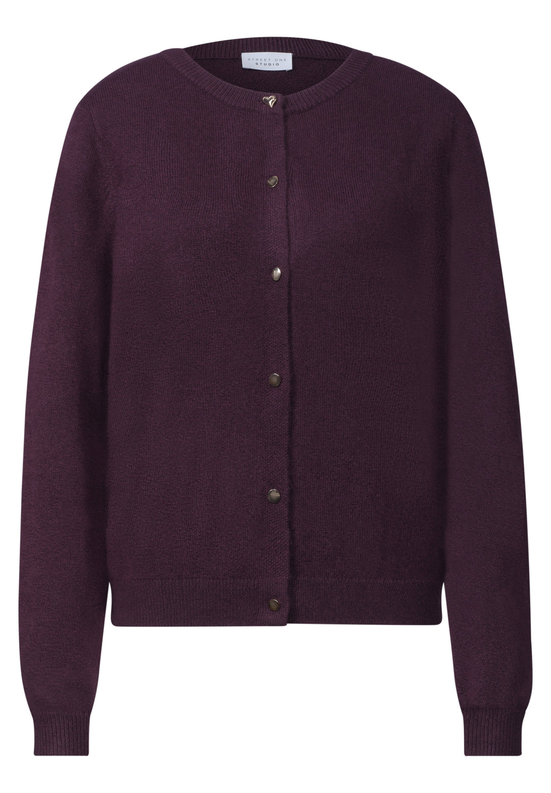 LTD QR Studio_Round neck cardi, very berry mel. 18013 Bild 1