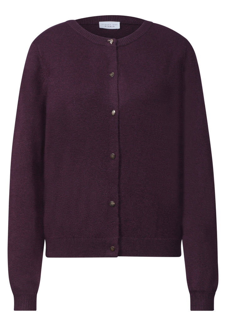 LTD QR Studio_Round neck cardi, very berry mel. 18013 Bild 1