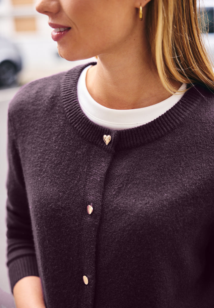 LTD QR Studio_Round neck cardi, very berry mel. 18013 Bild 3