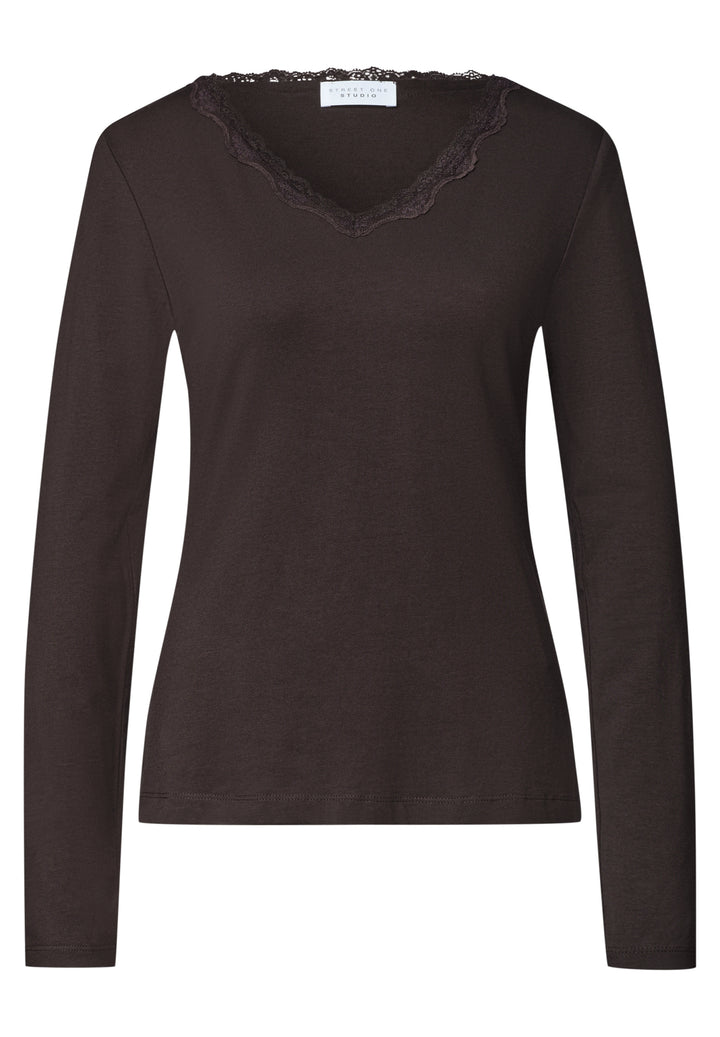 LTD QR_Studio_Shirt w.lace v-n, charred brown 17850 Bild 1
