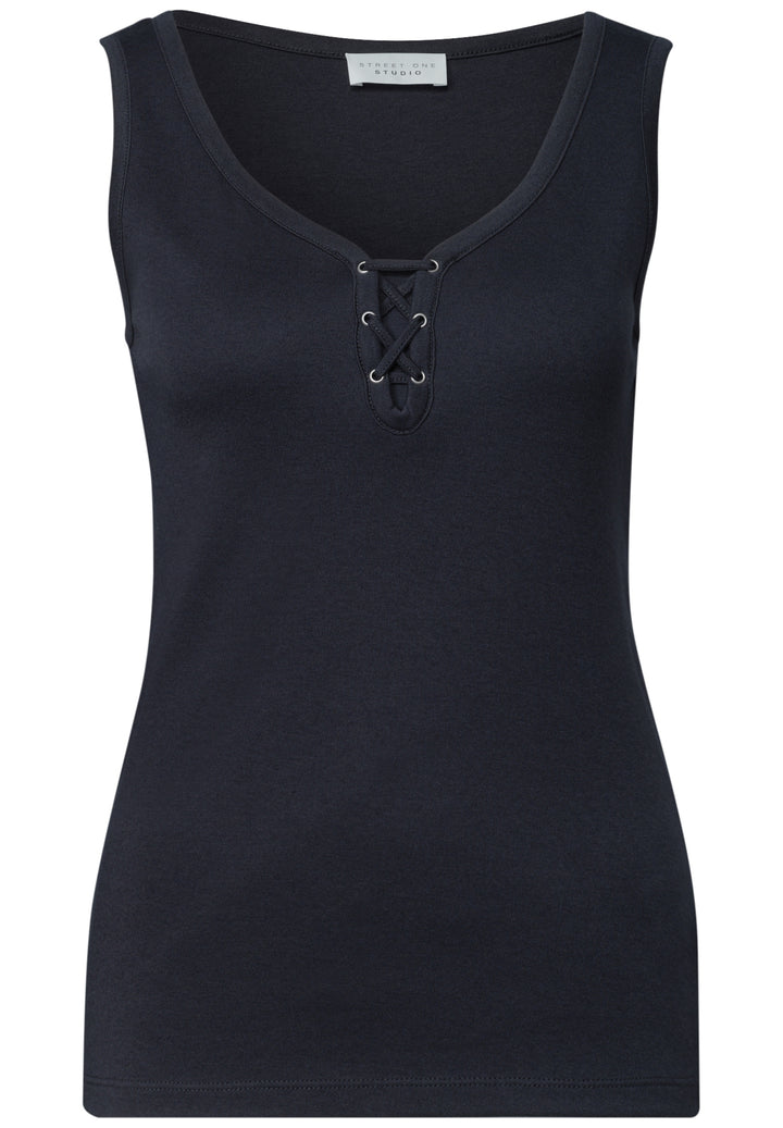 LTD QR Studio_Top w.lacing det, maritime blue 17823 Bild 1