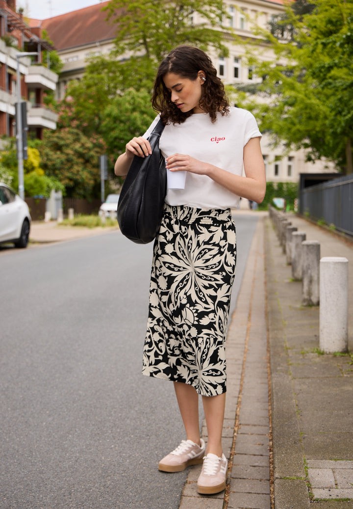 Midi Volant skirt_AOP, Black 20001 Bild 5