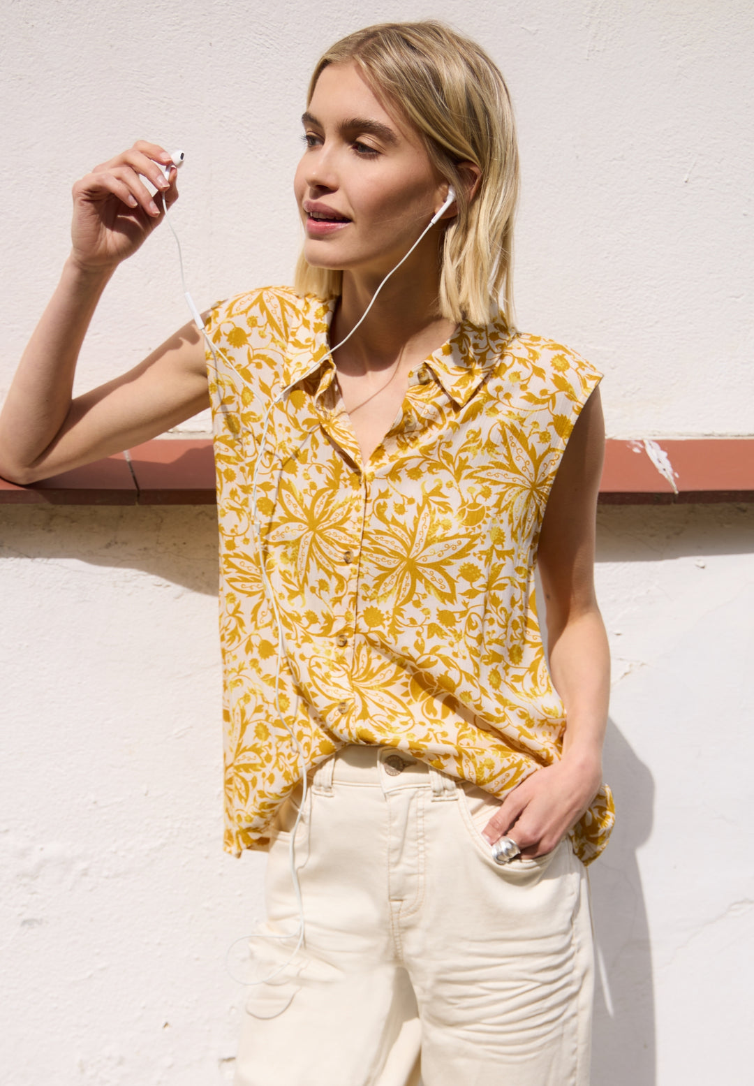 printed mat-mix top w.blouse c, earthy yellow 37844 Bild 3