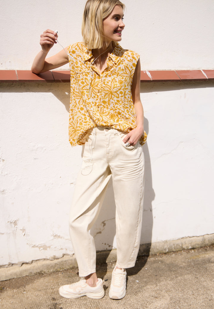 printed mat-mix top w.blouse c, earthy yellow 37844 Bild 5