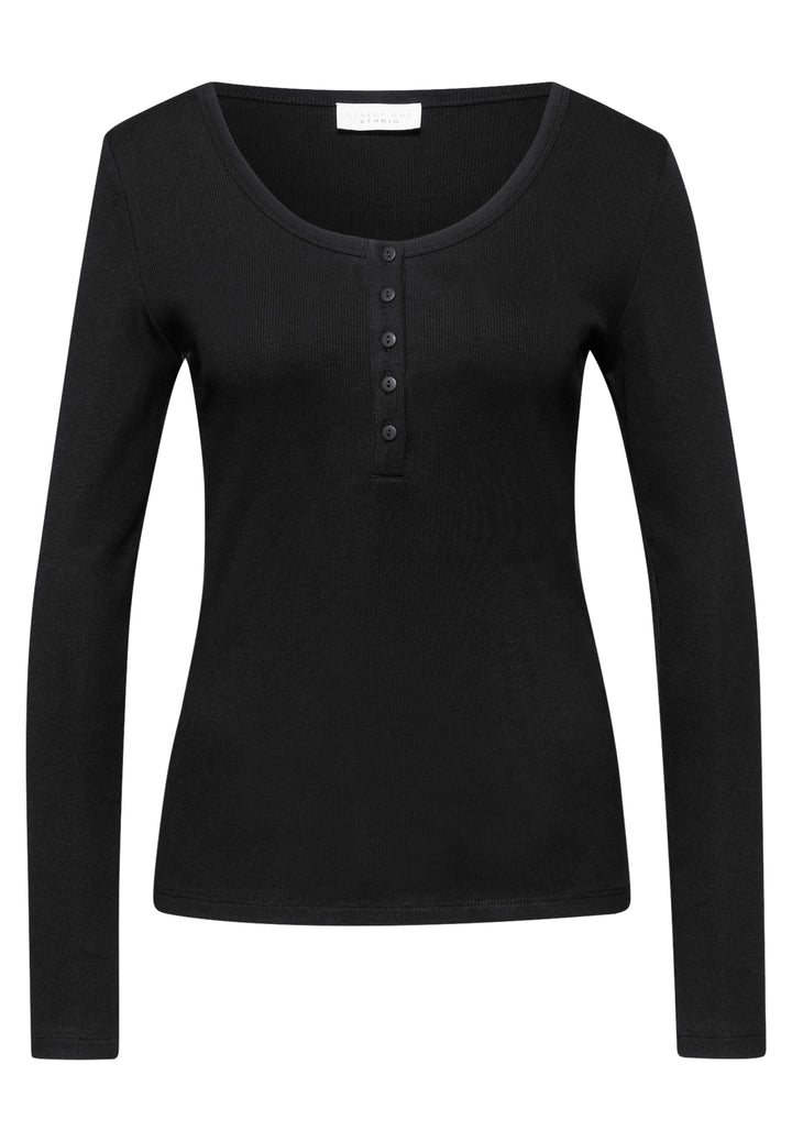 QR_Studio_basic rib shirt w.bu, Black 10001 Bild 1