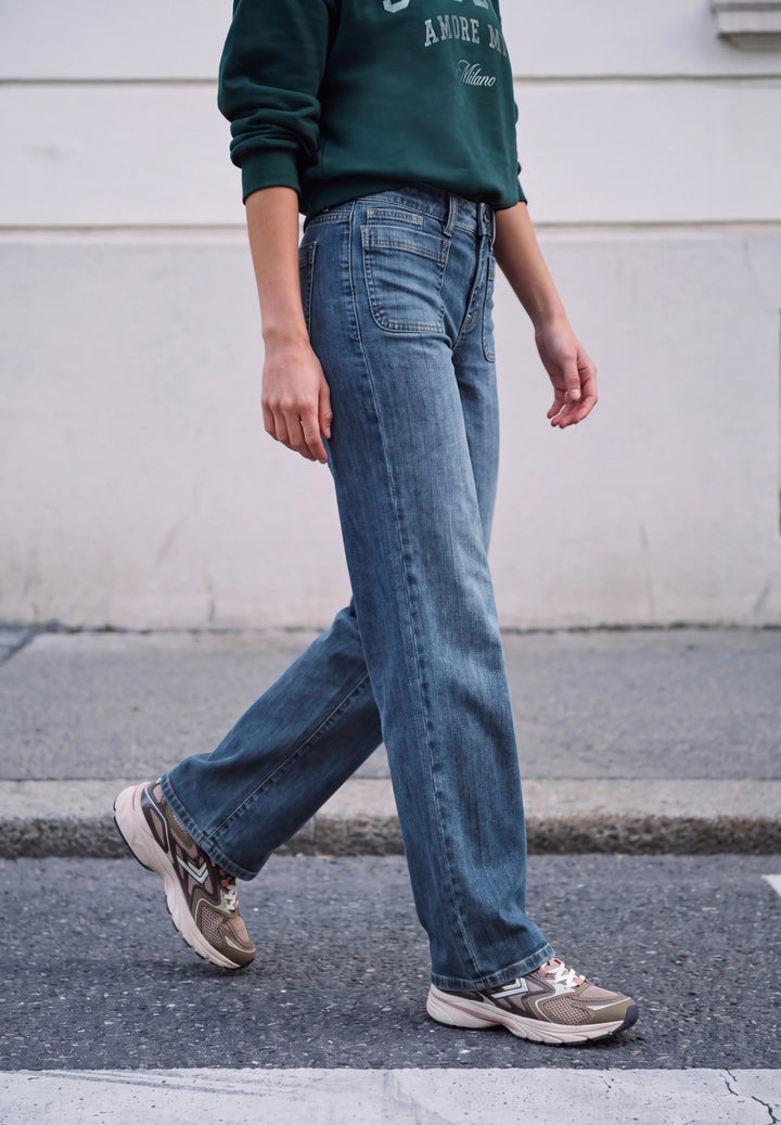 QR Studio Style Luca Wide Leg,, mid blue heavy washed 18076 Bild 3