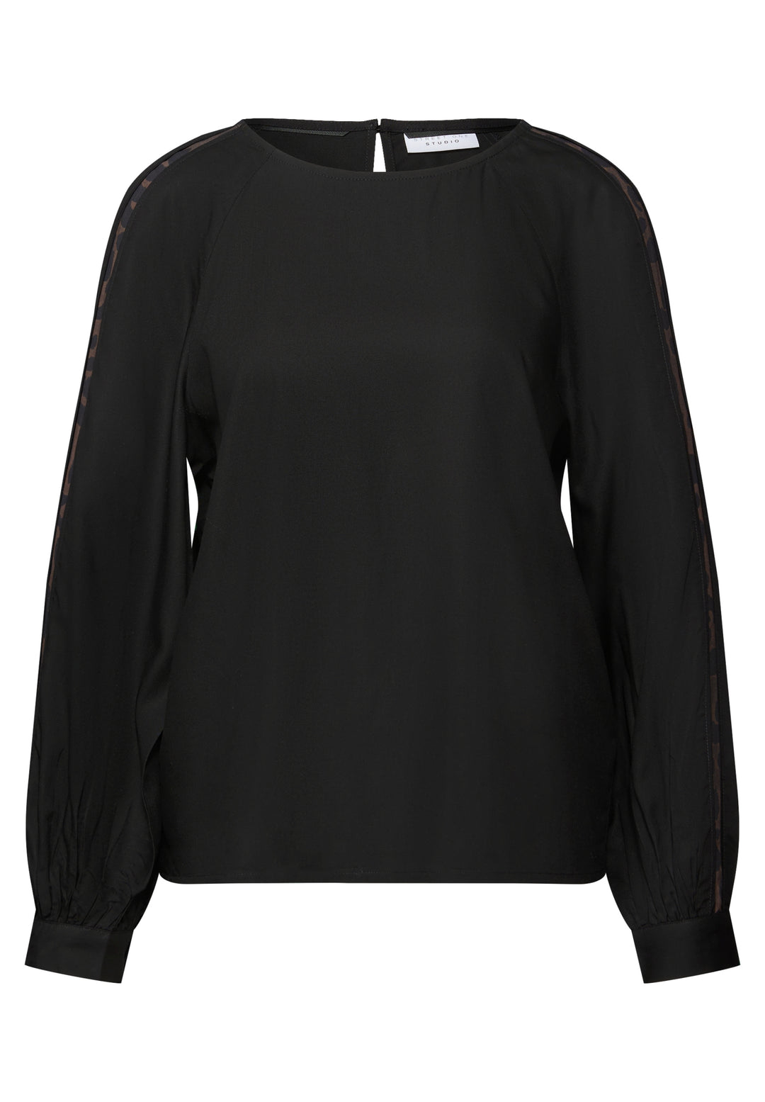Raglan roundneck blouse w inse, Black 10001 Bild 1
