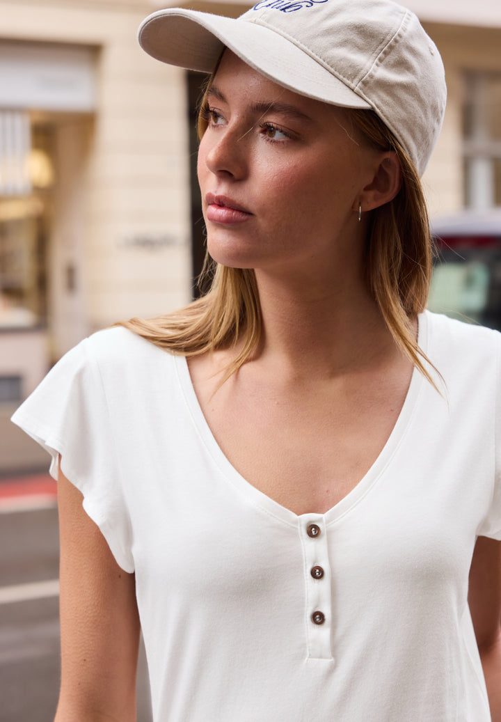 shirt w.button panel and volan, off white 10108 Bild 3