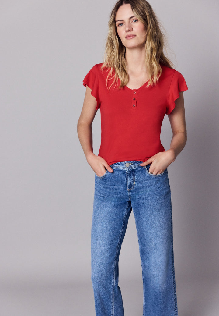shirt w.button panel and volan, chili red 17288 Bild 3