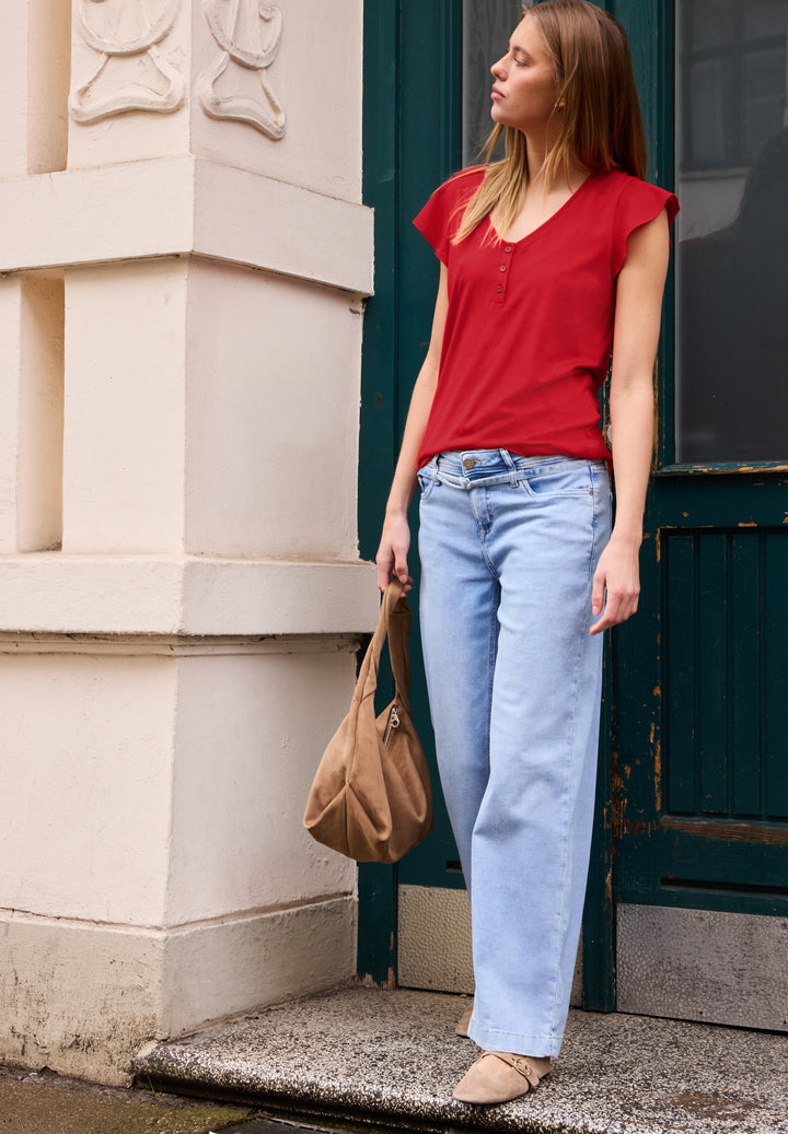 shirt w.button panel and volan, chili red 17288 Bild 5