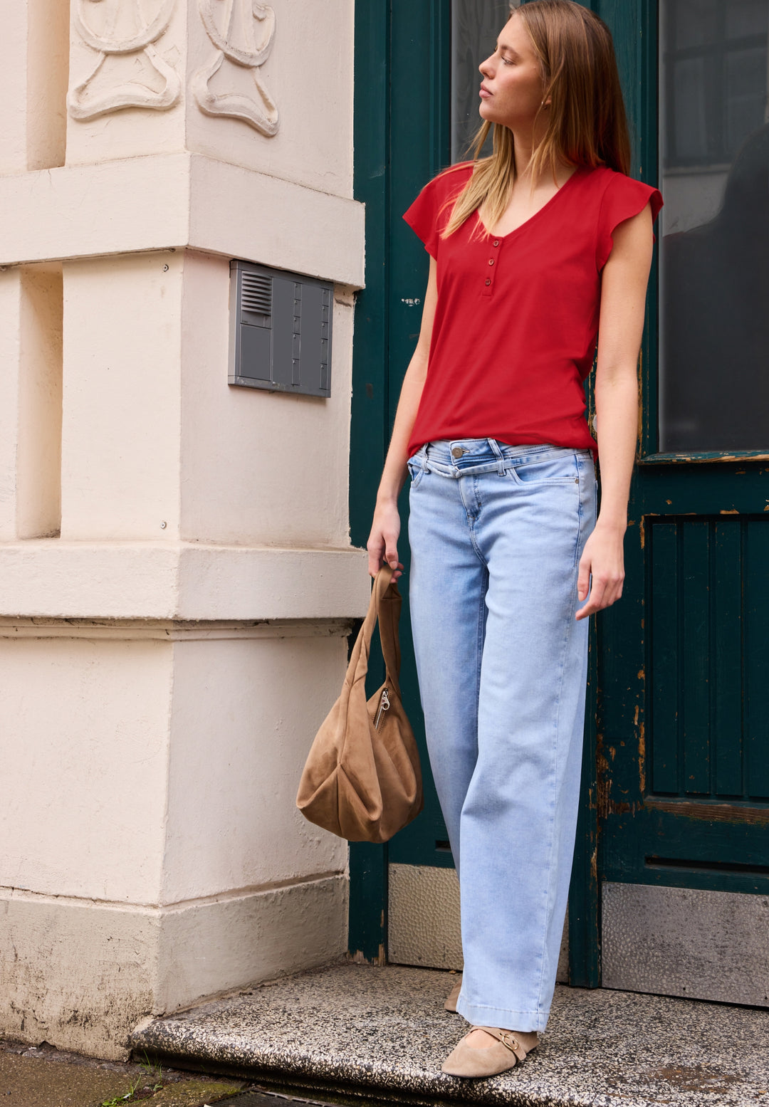 shirt w.button panel and volan, chili red 17288 Bild 5