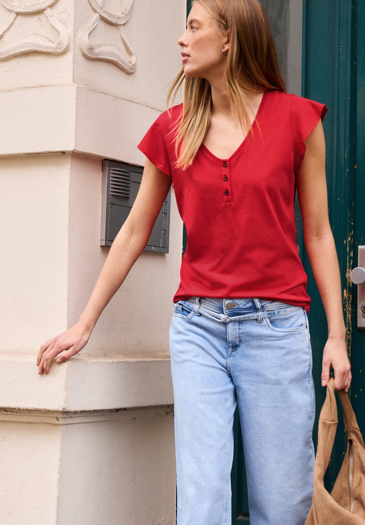 shirt w.button panel and volan, chili red 17288 Bild 6