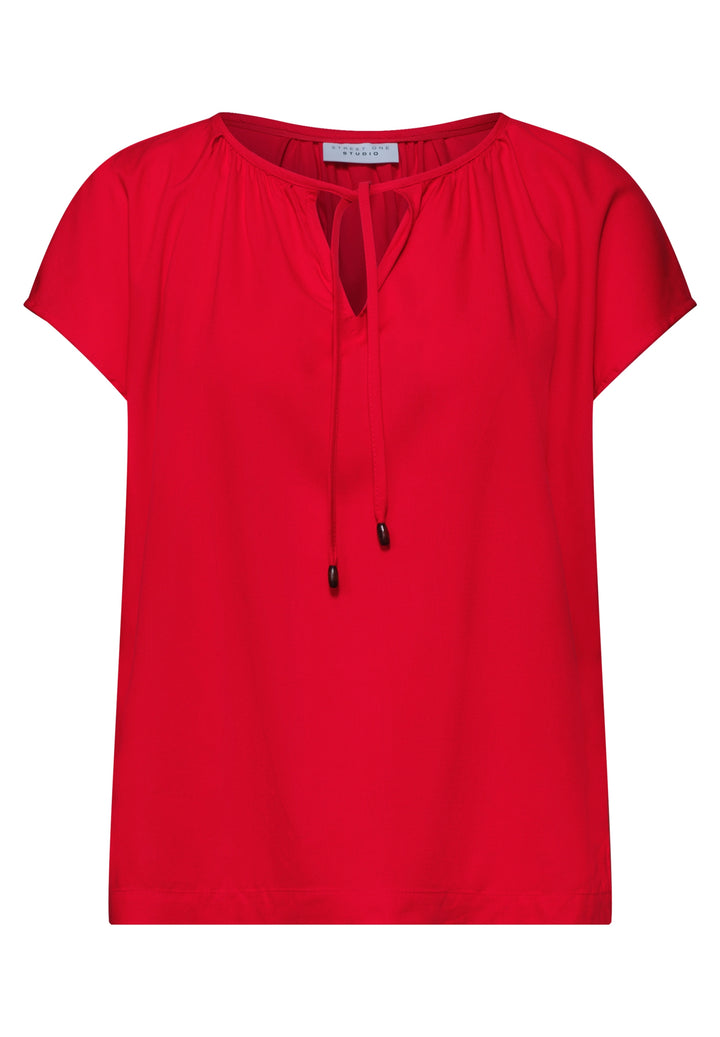 Shirtblouse w string detail UN, chili red 17288 Bild 1