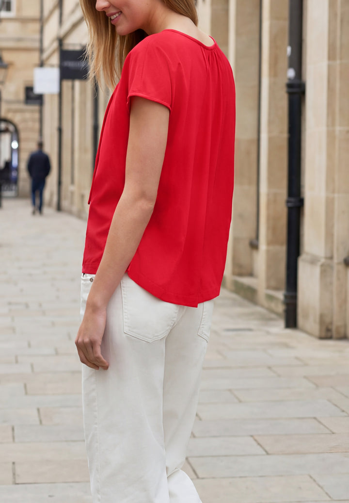 Shirtblouse w string detail UN, chili red 17288 Bild 4
