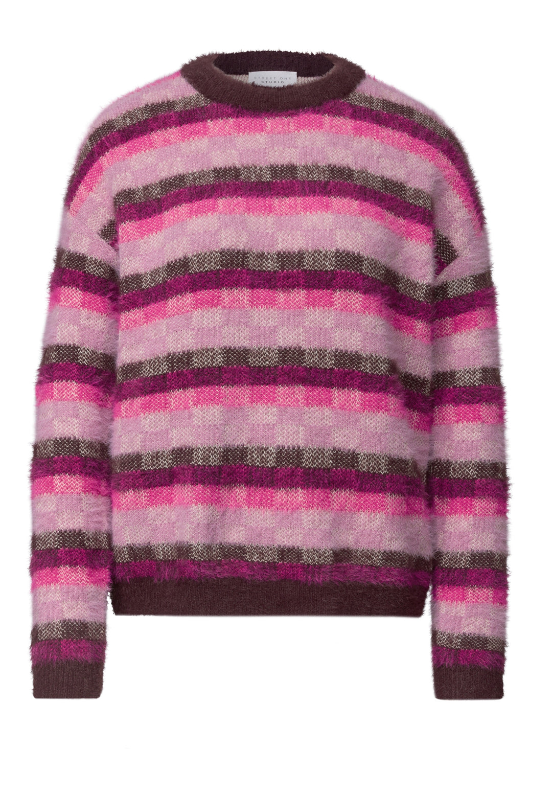 Stripe jacquard sweater, russet red 37857 Bild 1
