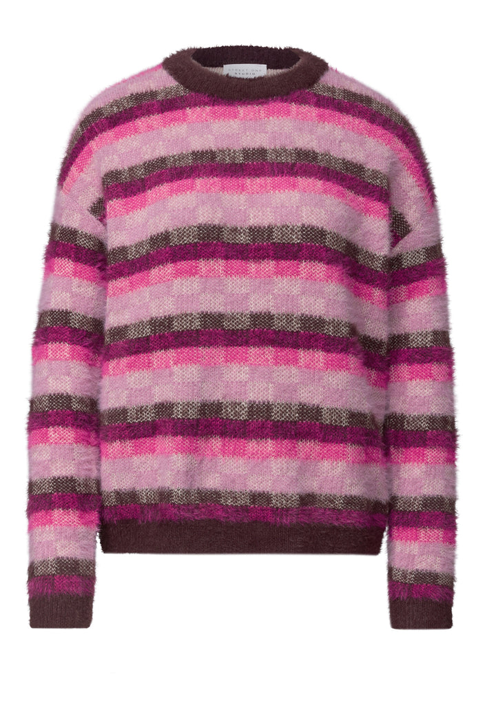 Stripe jacquard sweater, russet red 37857 Bild 1