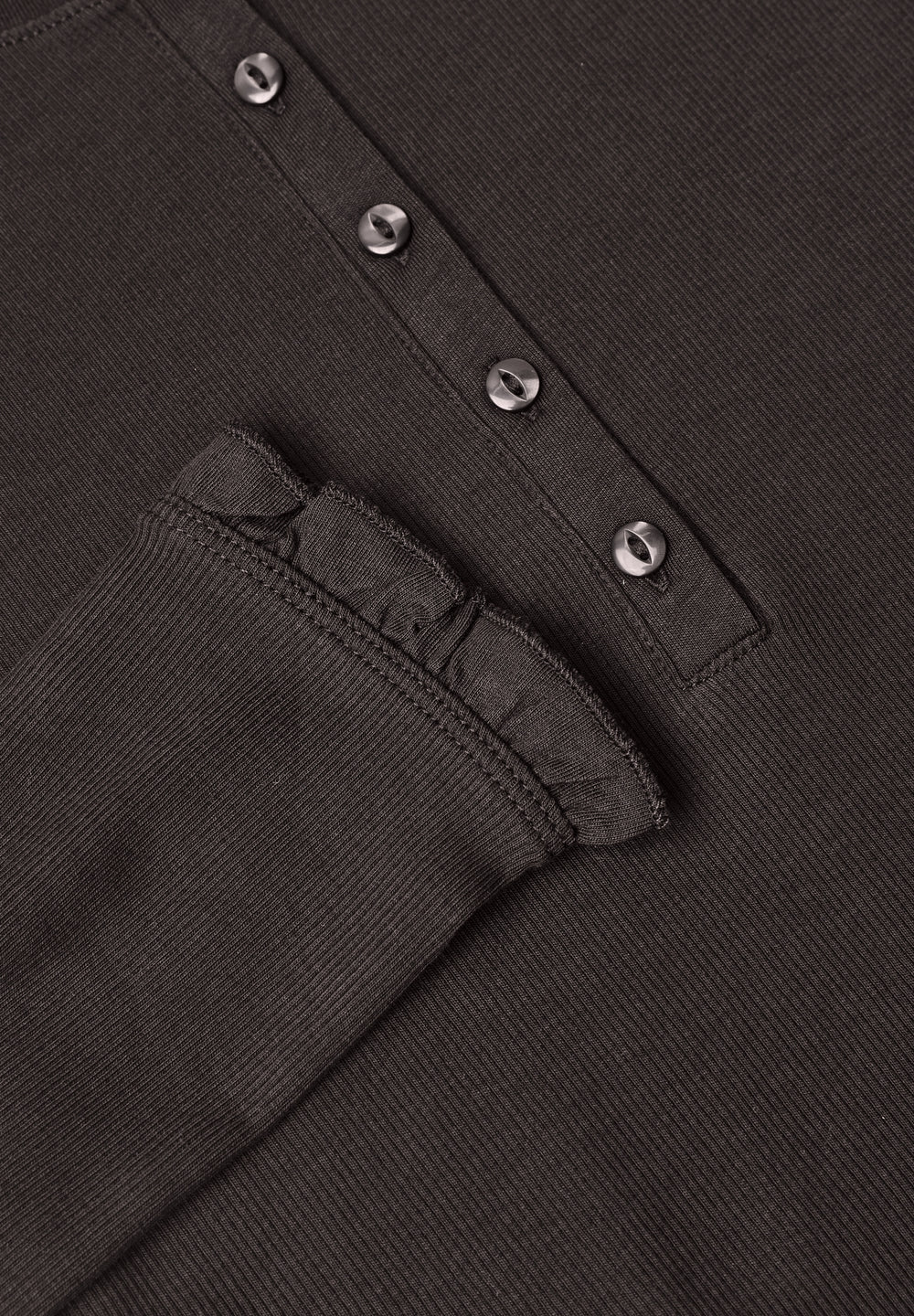 Studio_Basic rib shirt w.frill, charred brown 17850 Bild 2
