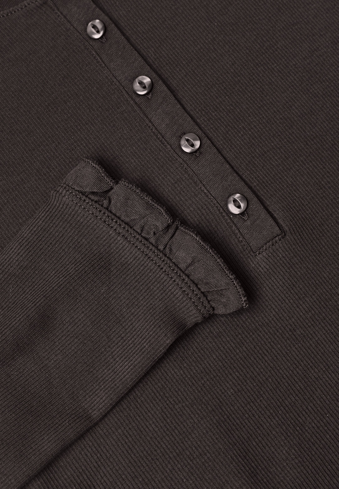 Studio_Basic rib shirt w.frill, charred brown 17850 Bild 2