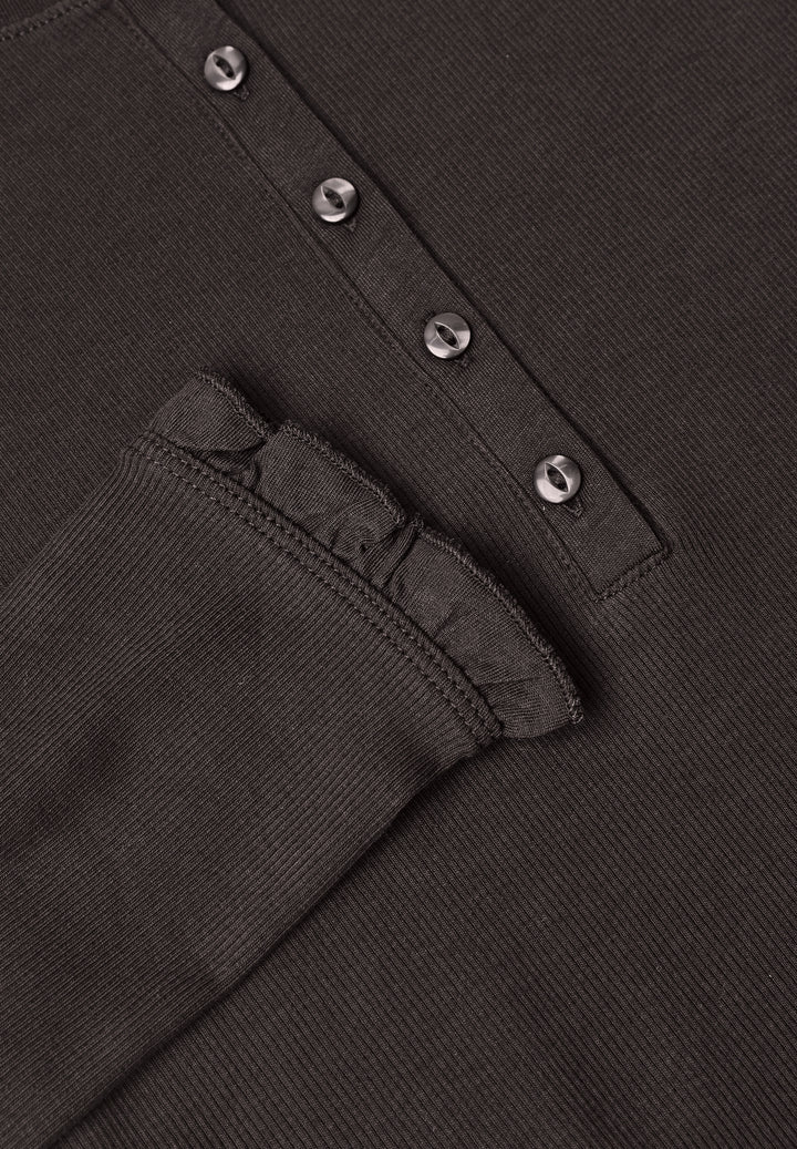 Studio_Basic rib shirt w.frill, charred brown 17850 Bild 2