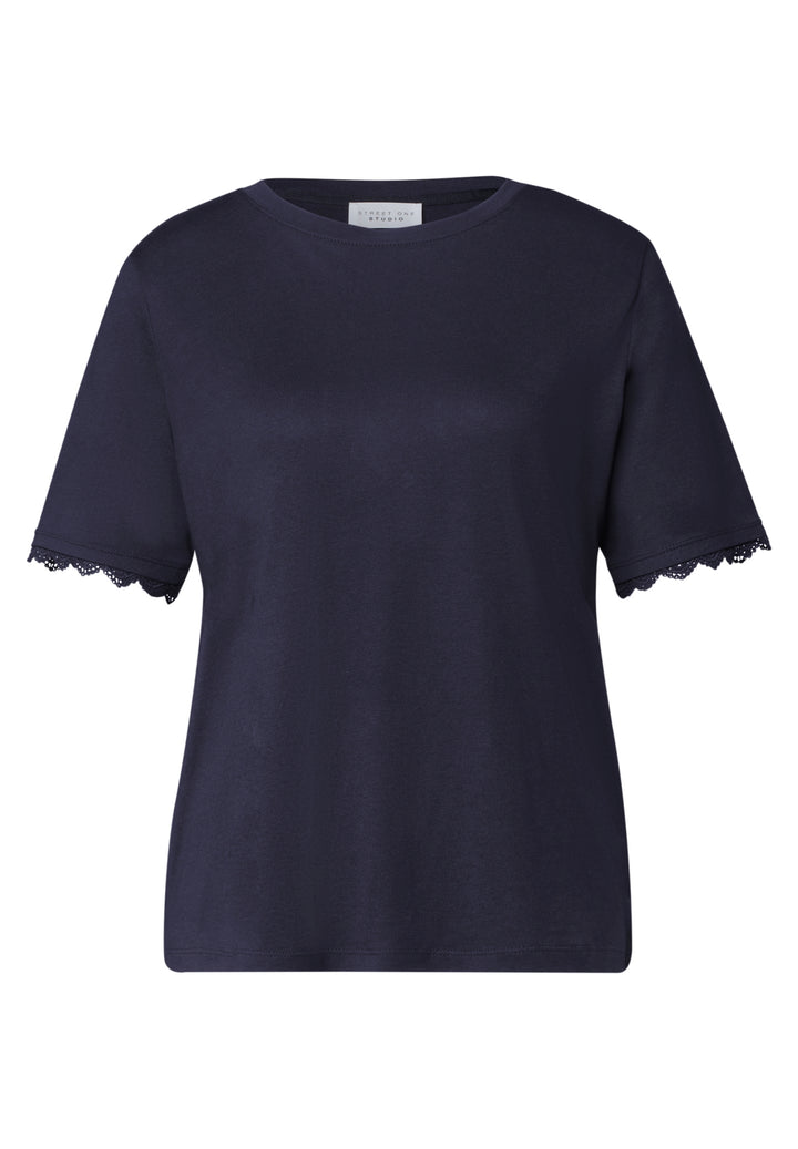 Studio_Basic shirt w.crochet c, maritime blue 17823 Bild 1