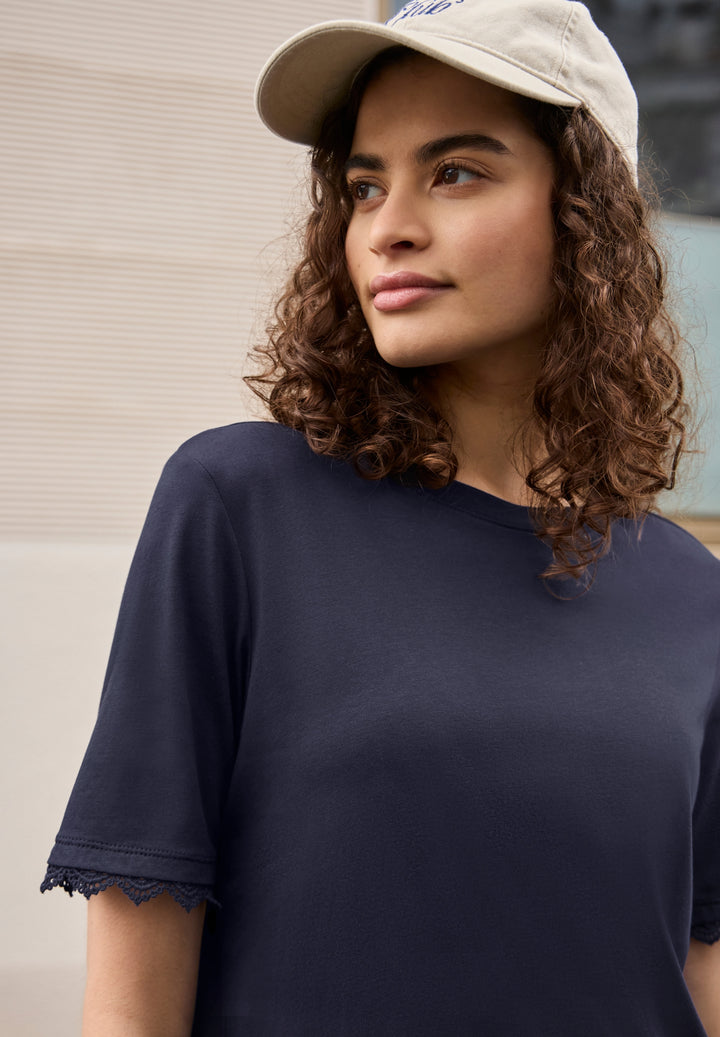 Studio_Basic shirt w.crochet c, maritime blue 17823 Bild 3