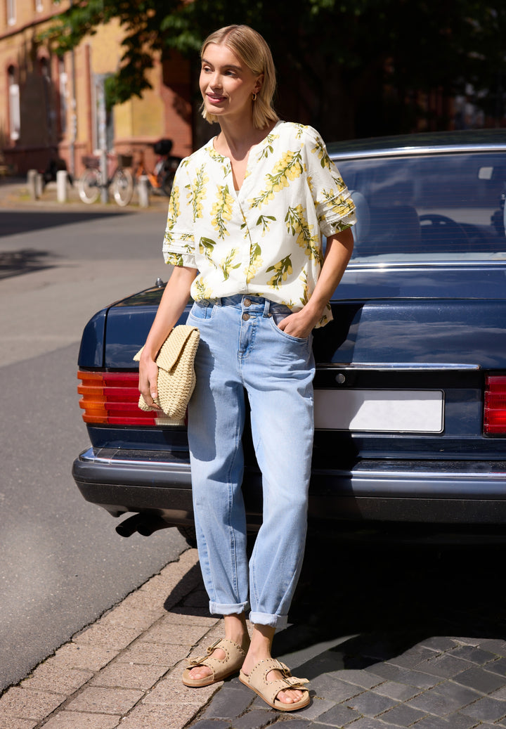Studio_Buttoned Splitneck blou, off white 30108 Bild 5