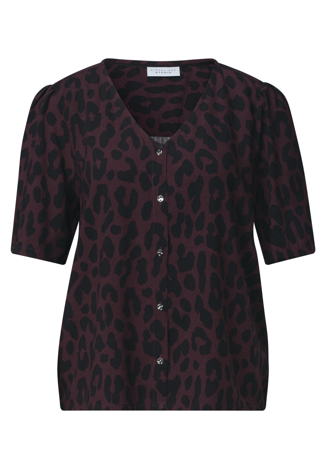 Studio_Buttoned V-neck blouse, very berry 27464 Bild 1