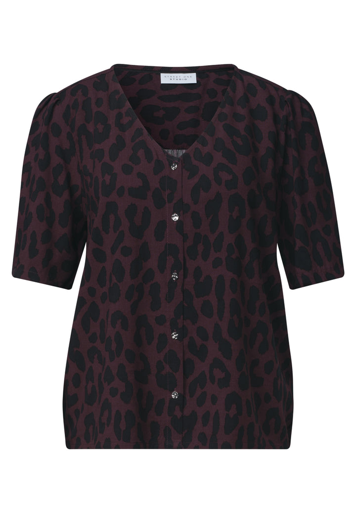 Studio_Buttoned V-neck blouse, very berry 27464 Bild 1